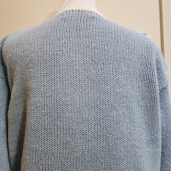 Vintage Orvis 3D Floral Chunky Hand Knit Button-up Cardigan Women's Size L - Picture 5 of 11